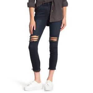 One Teaspoon Fringe Hem High Rise Cropped Jeans